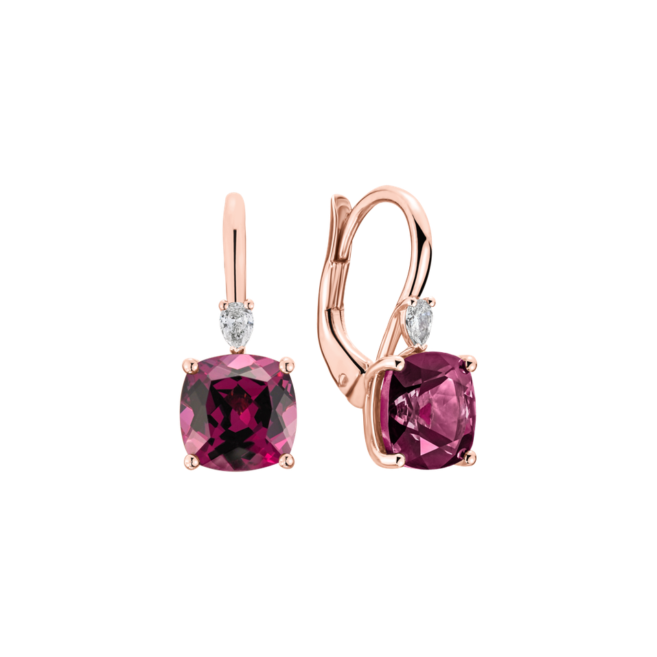 Náušnice s diamantom a rhodolitom Cassian
