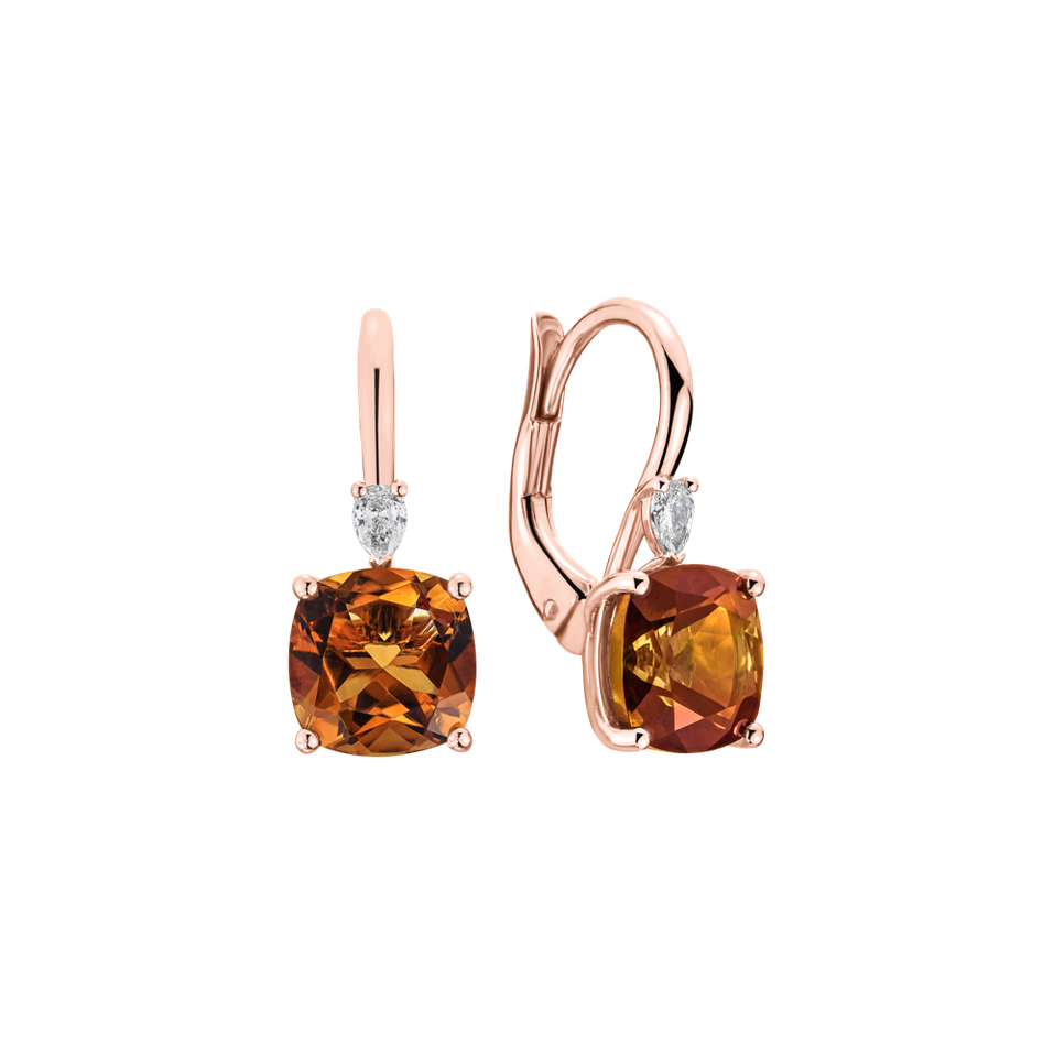 Náušnice s diamantom a citrínom Cassian