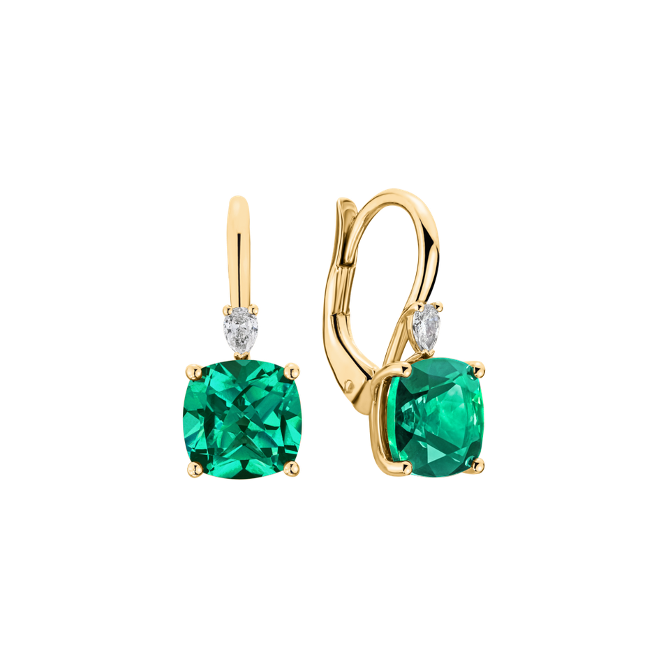 Náušnice s diamantom a smaragdom Cassian