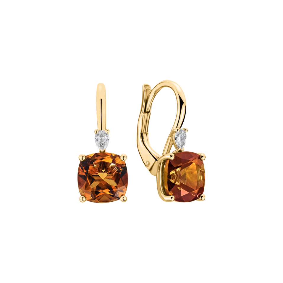 Náušnice s diamantom a citrínom Cassian