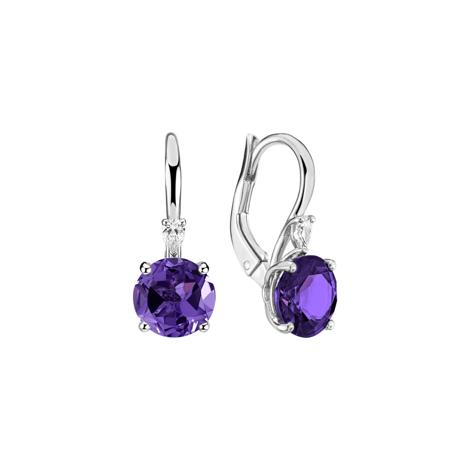 Náušnice s diamantom a ametystom Noctir