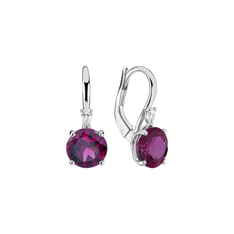 Náušnice s diamantom a rhodolitom Noctir