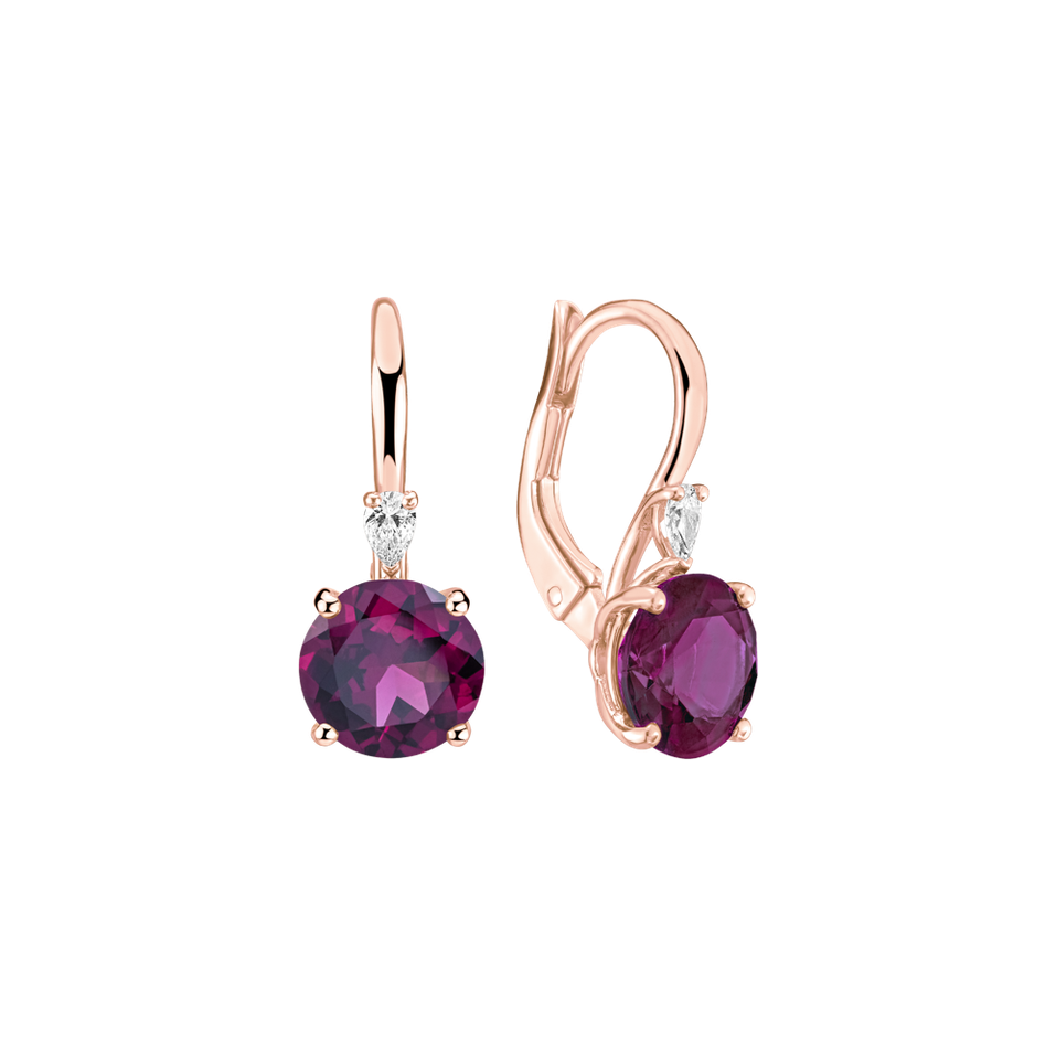 Náušnice s diamantom a rhodolitom Noctir