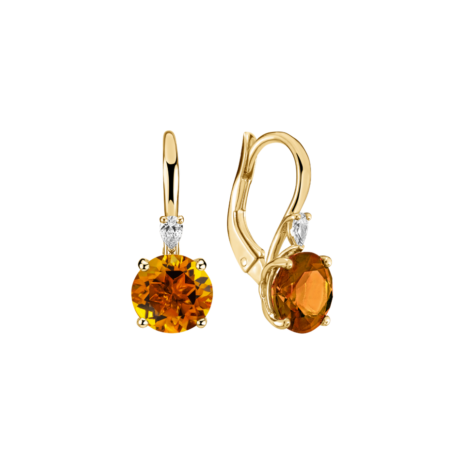 Náušnice s diamantom a citrínom Noctir