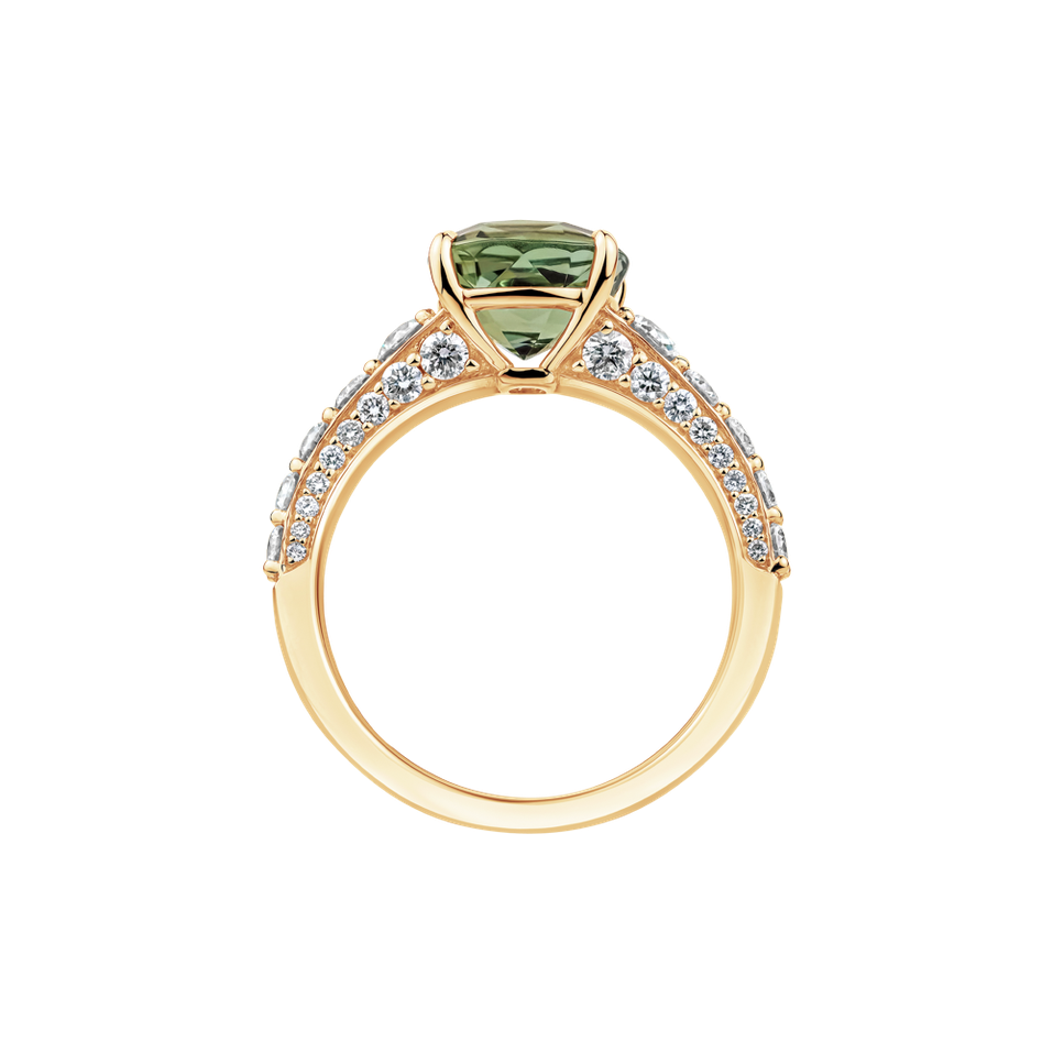 Prsteň s diamantmi a turmalínom Seafoam Spark
