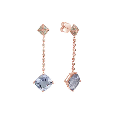 Náušnice s diamantmi a ametystom Fairy Chain