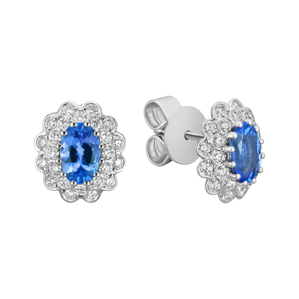 Náušnice s diamantmi a tanzanitom Fairy Goddess