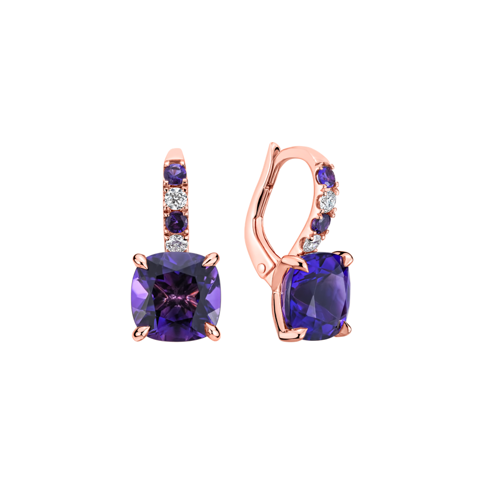 Náušnice s diamantmi a ametystom Imelda