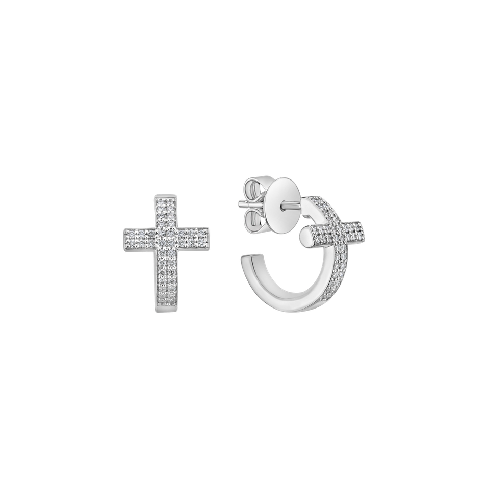 Náušnice s diamantmi Circle Cross