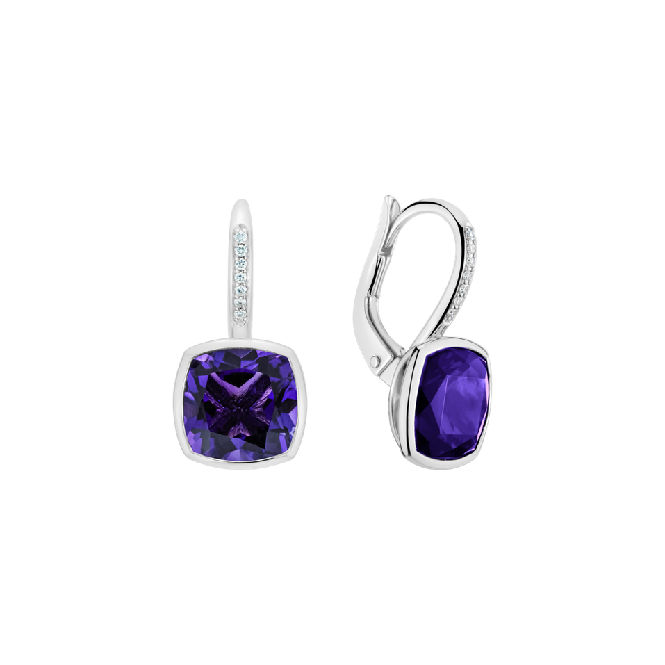 Náušnice s diamantmi a ametystom Carelia