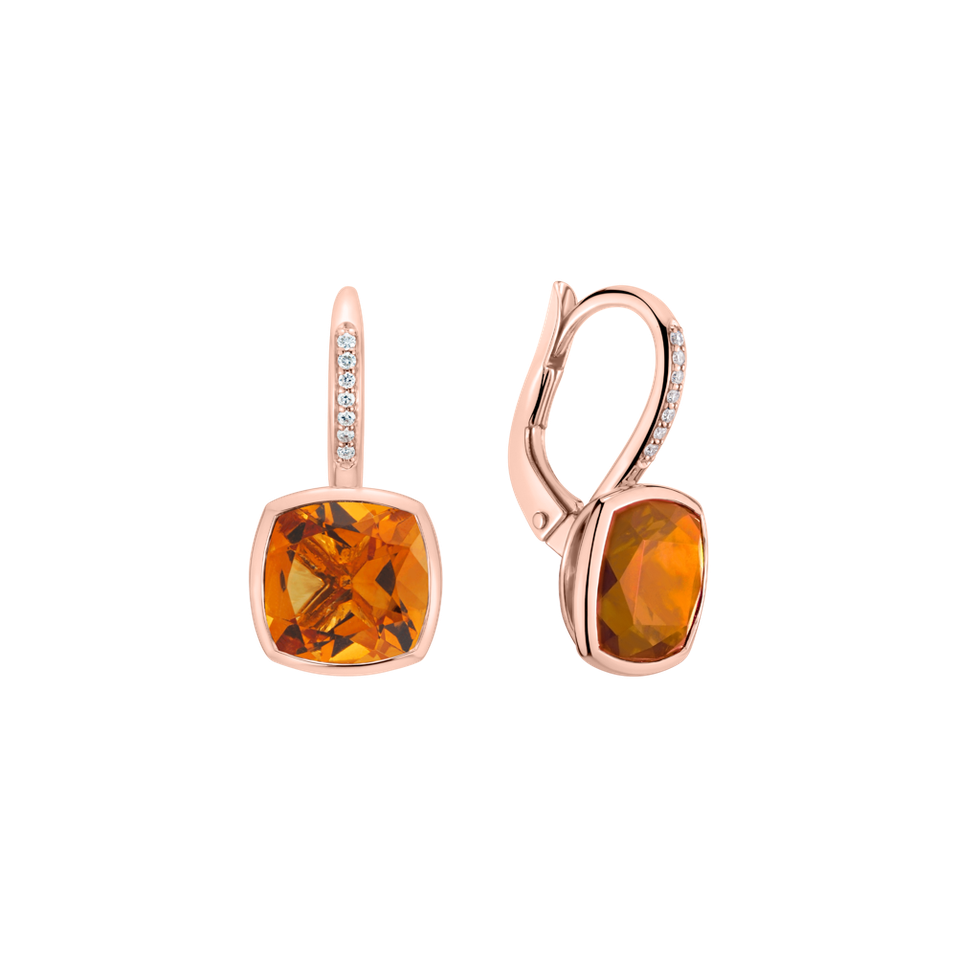 Náušnice s diamantmi a citrínom Carelia