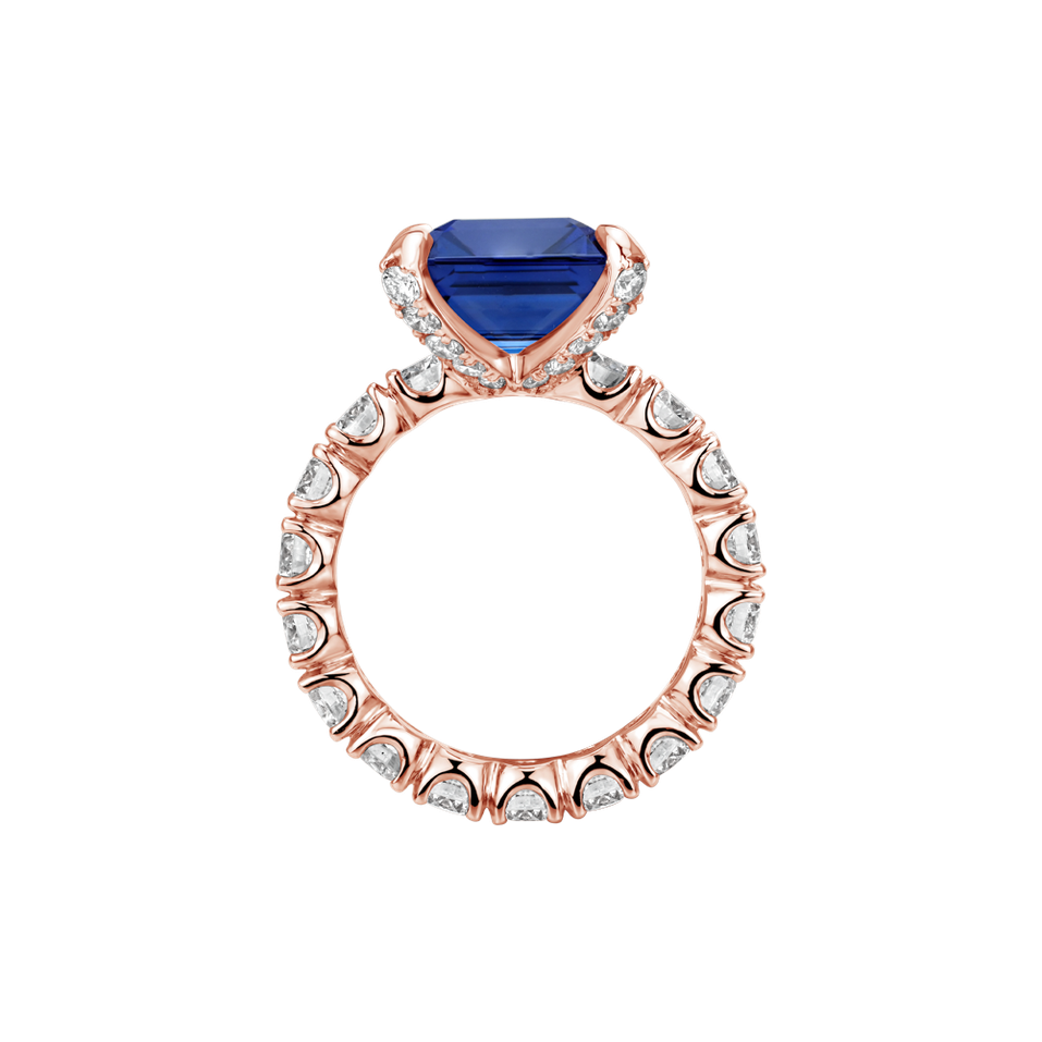 Prsteň s diamantmi a tanzanitom Fragment of Sky