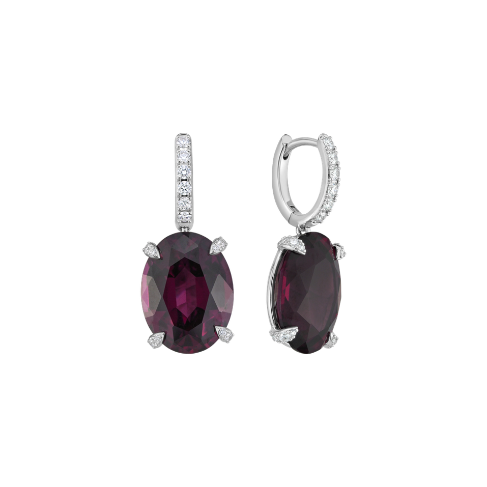 Náušnice s diamantmi a rhodolitom Emeris