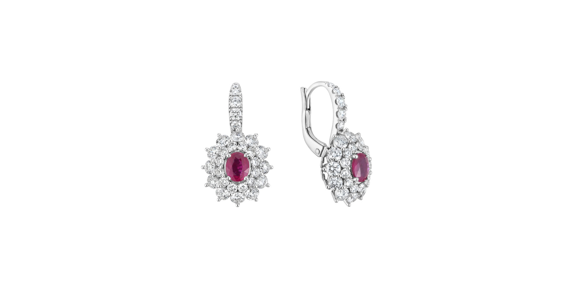 Náušnice s diamantmi a rubínom Soleil Royale