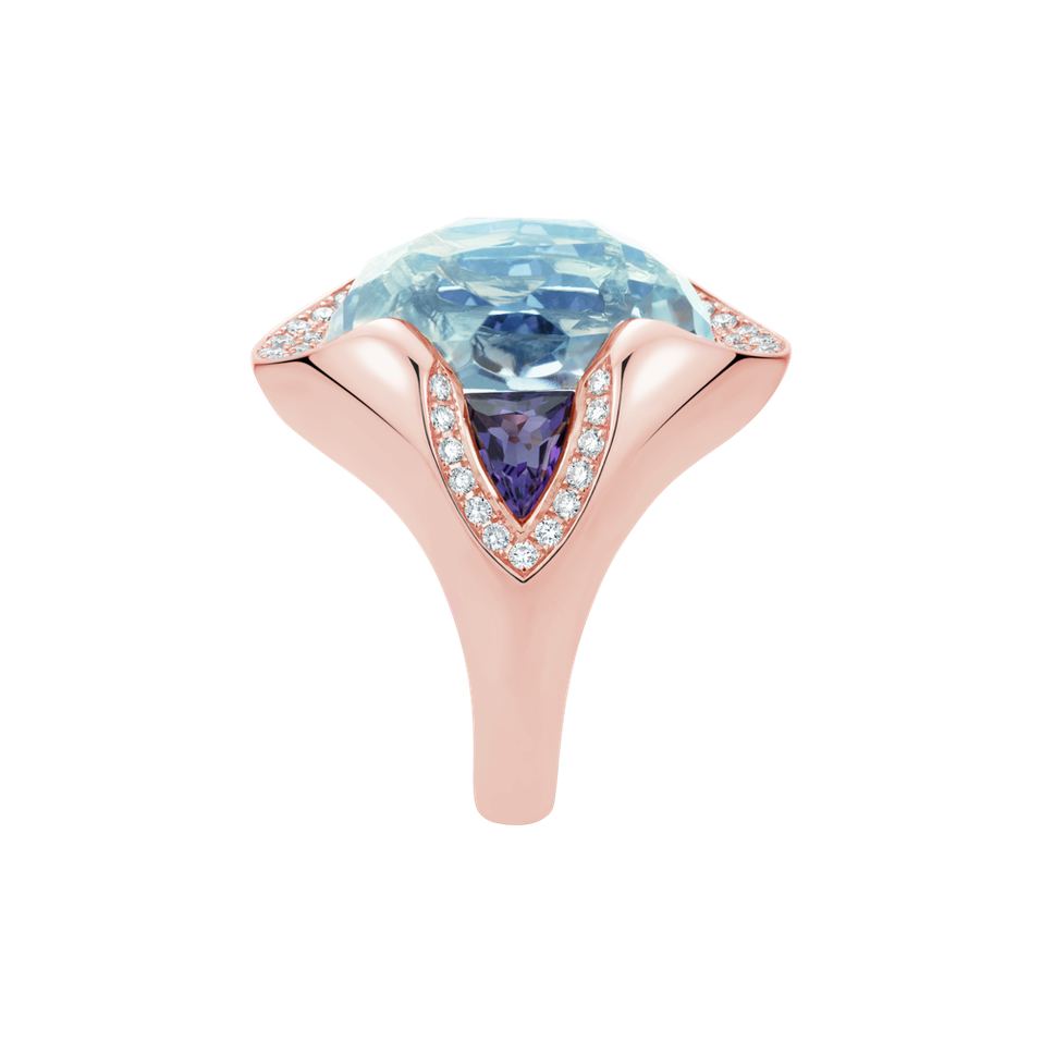 Prsteň s diamantmi a topásom a ametystmi Viridian Grace