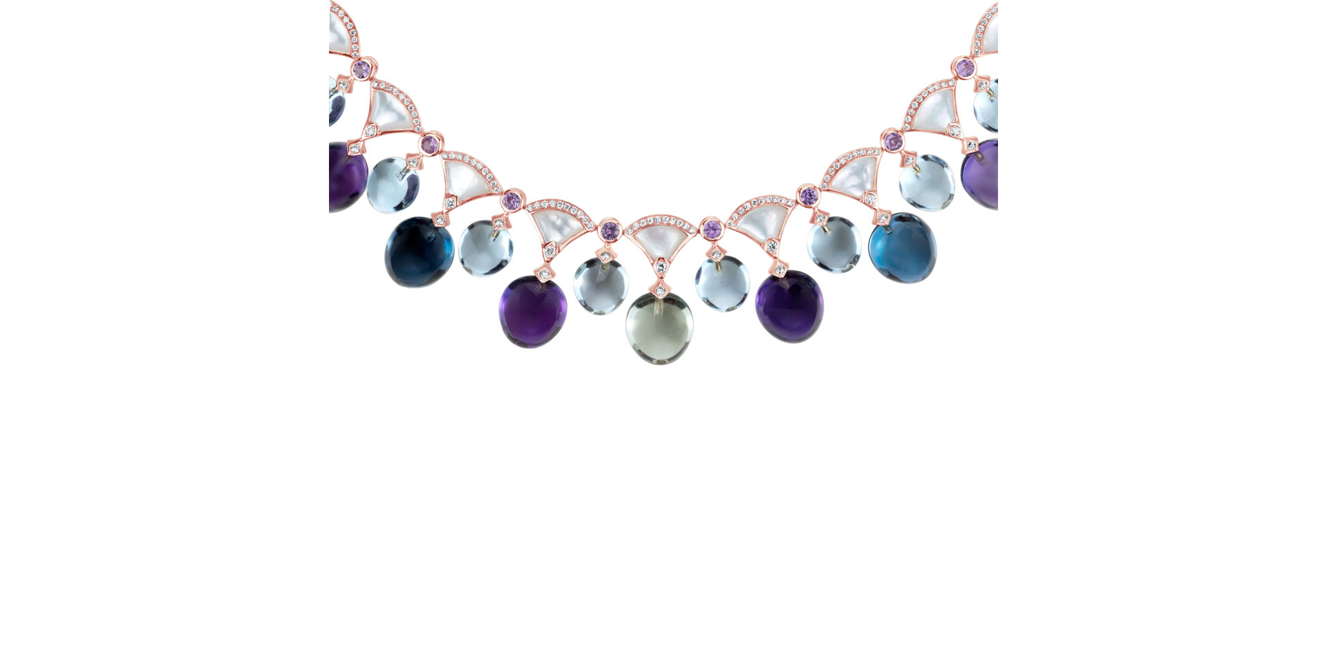 Náhrdelník s diamantmi a drahokamami Prismatic Rain