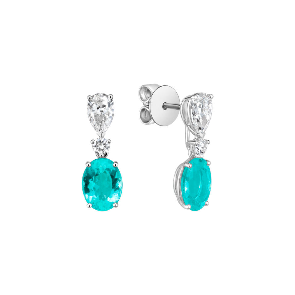Náušnice s diamantmi a paraibou Genciana