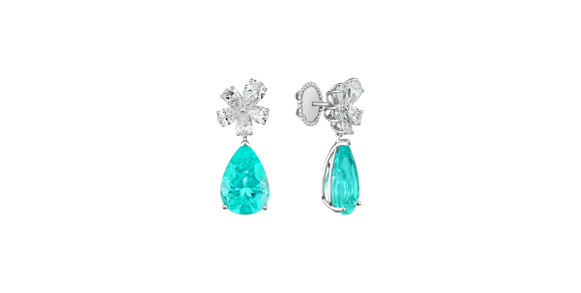 Náušnice s diamantmi a paraibou Paraiba Grace