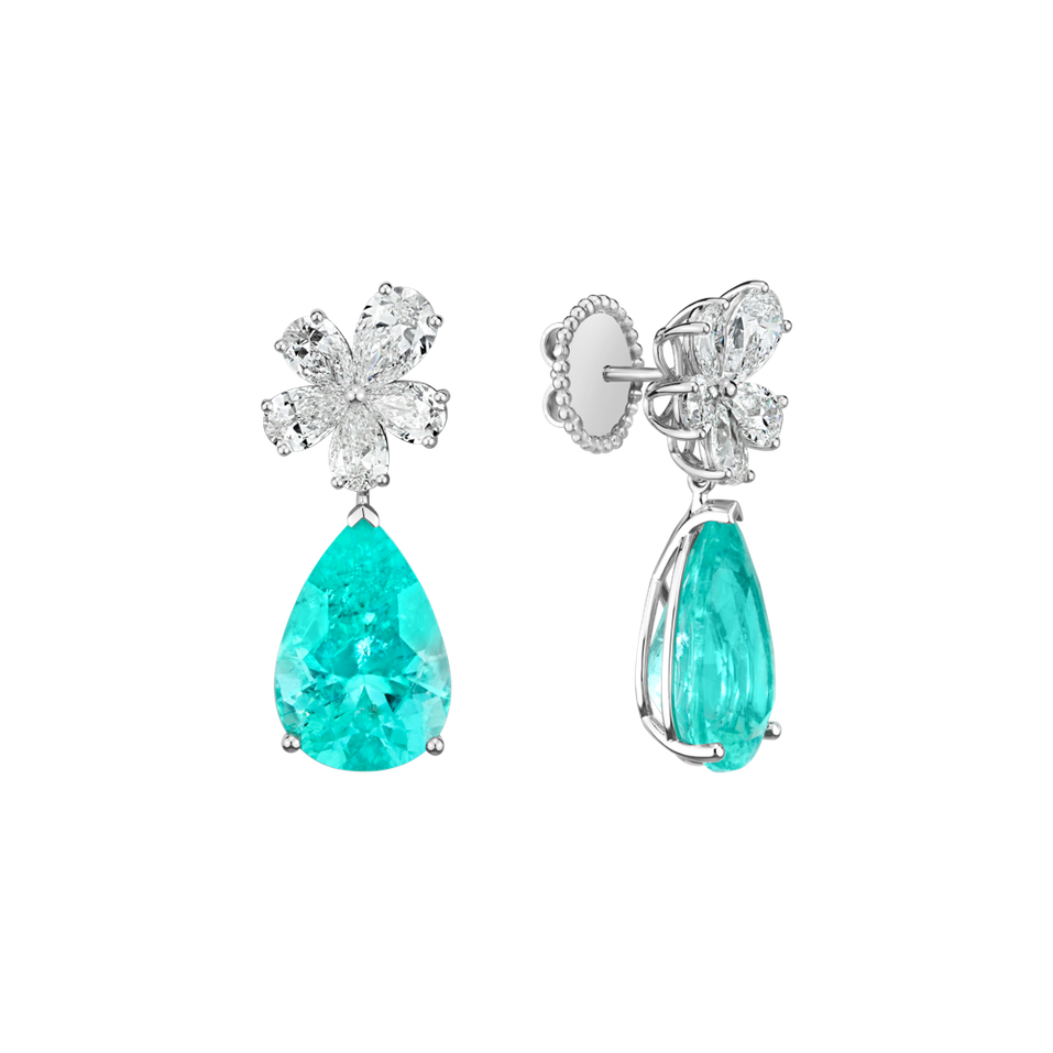 Náušnice s diamantmi a paraibou Paraiba Grace