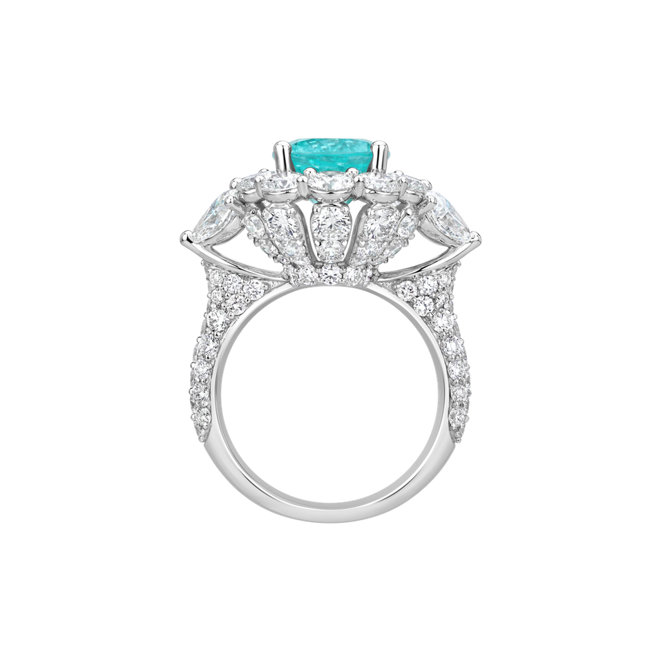 Prsteň s diamantmi a paraibou Crowned by Waves