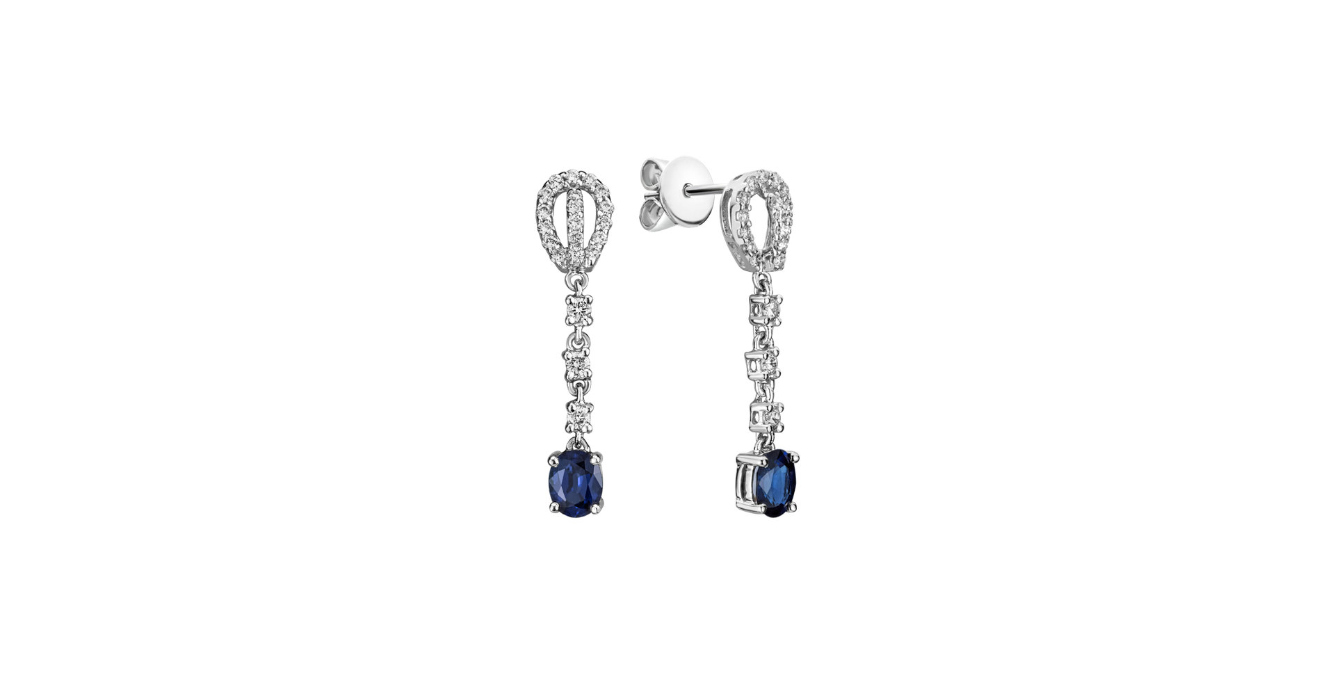 Náušnice s diamantmi a zafírom Comet