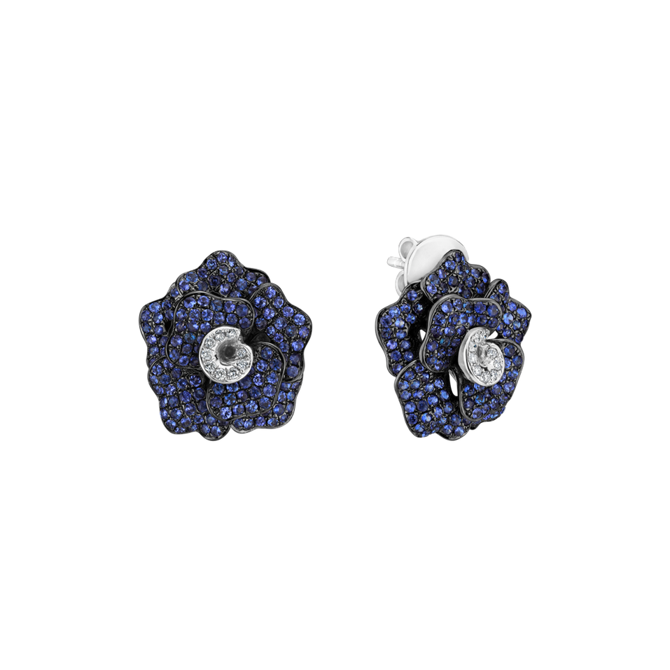 Náušnice s diamantmi a zafírmi Camelia