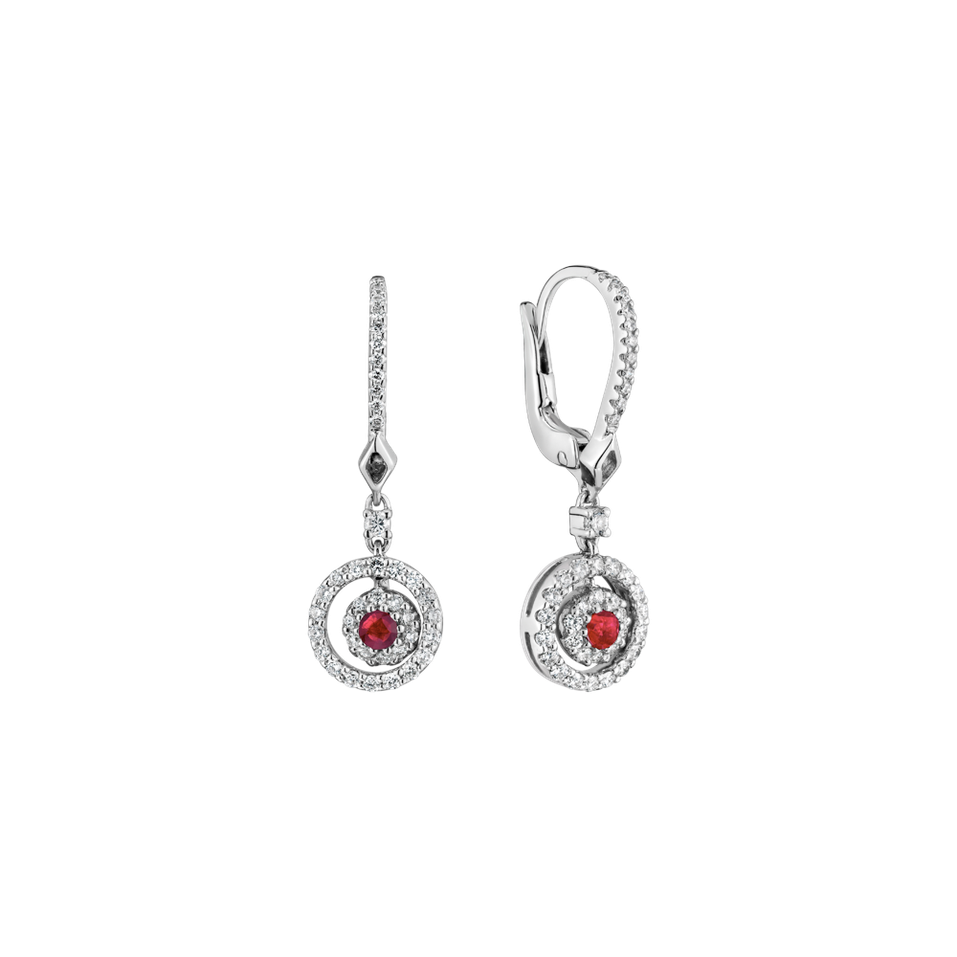Náušnice s diamantmi a rubínmi Rose Hope