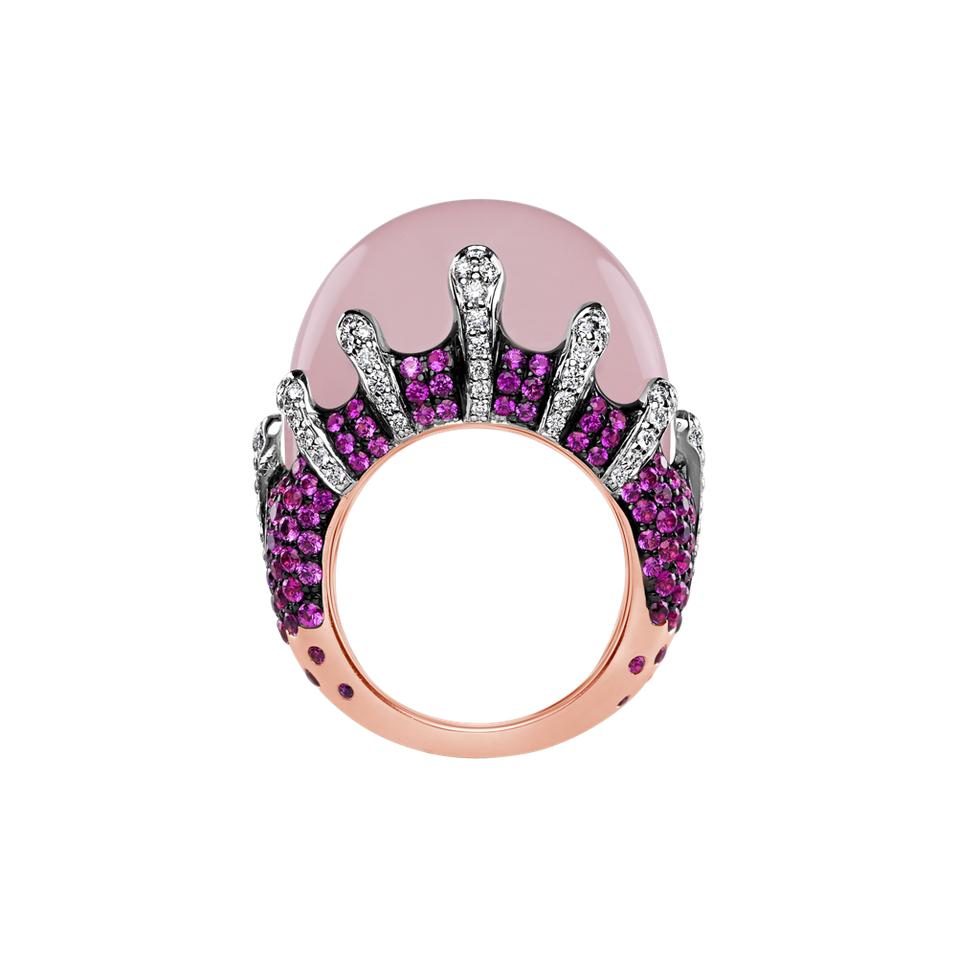 Prsteň s ruženínom, diamantmi a zafírmi Divina