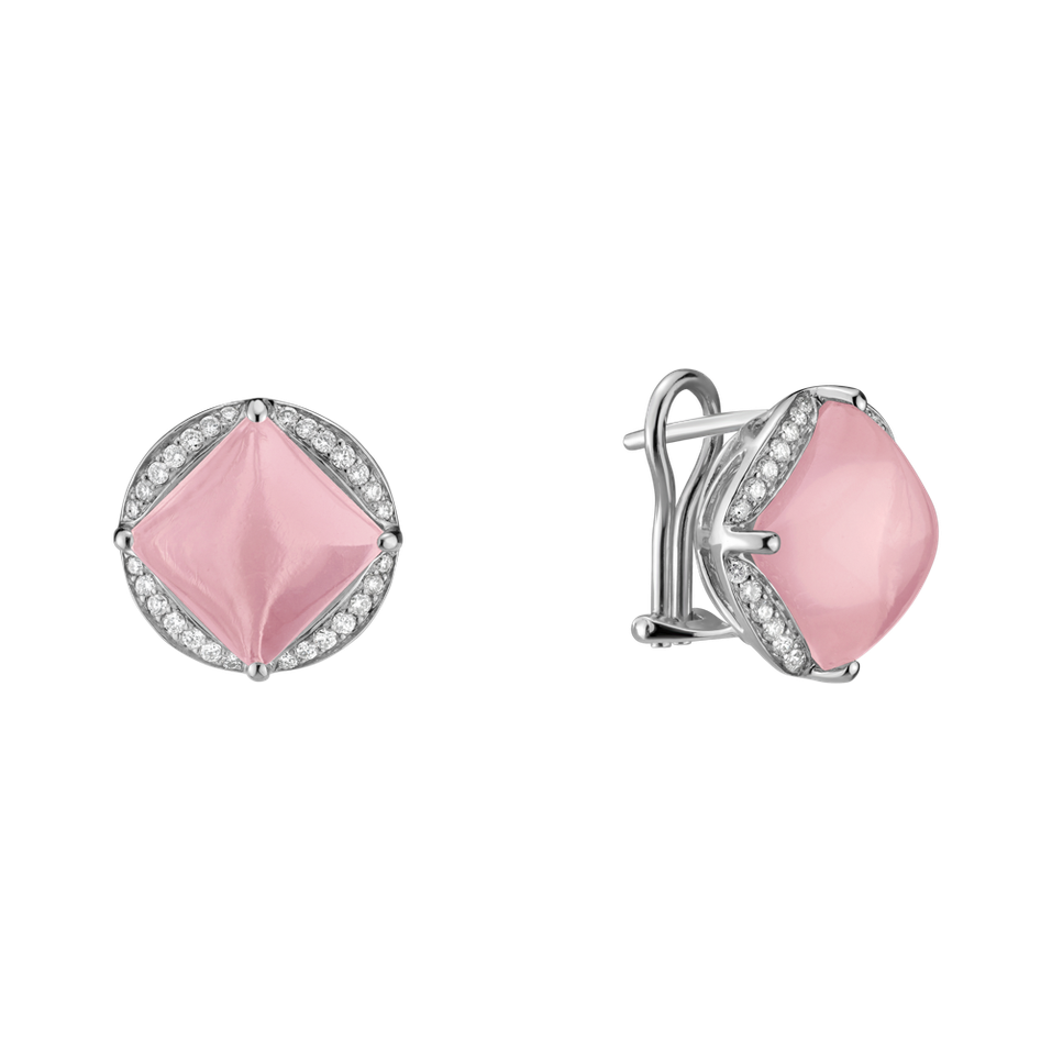 Náušnice s ruženínom a diamantmi Blooming Secrets