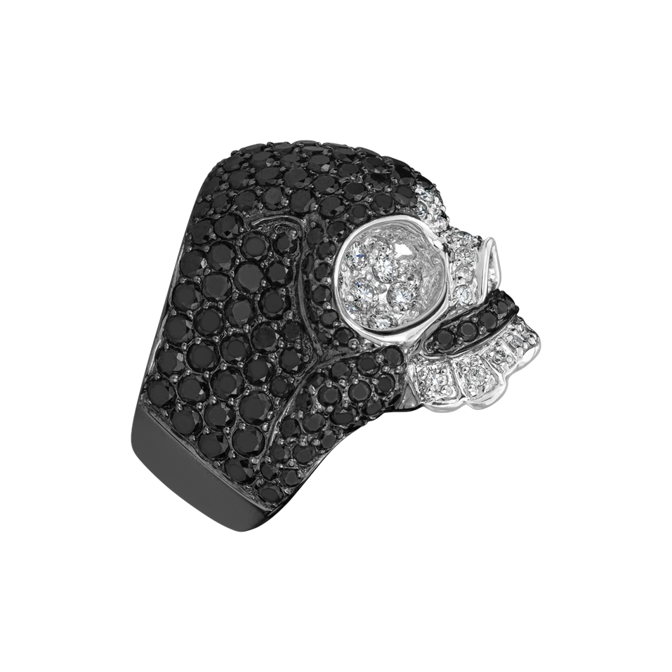 Prsteň s diamantmi Black Skull