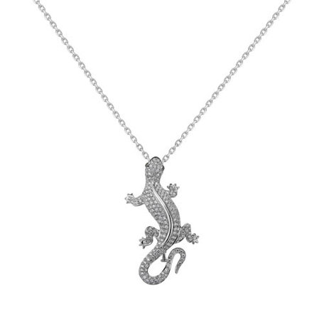 Brošňa a prívesok s diamantmi a granátmi Diamond Gecko