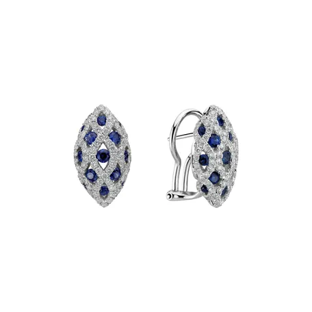 Náušnice so zafírmi a diamantmi Dark Blue Catherine