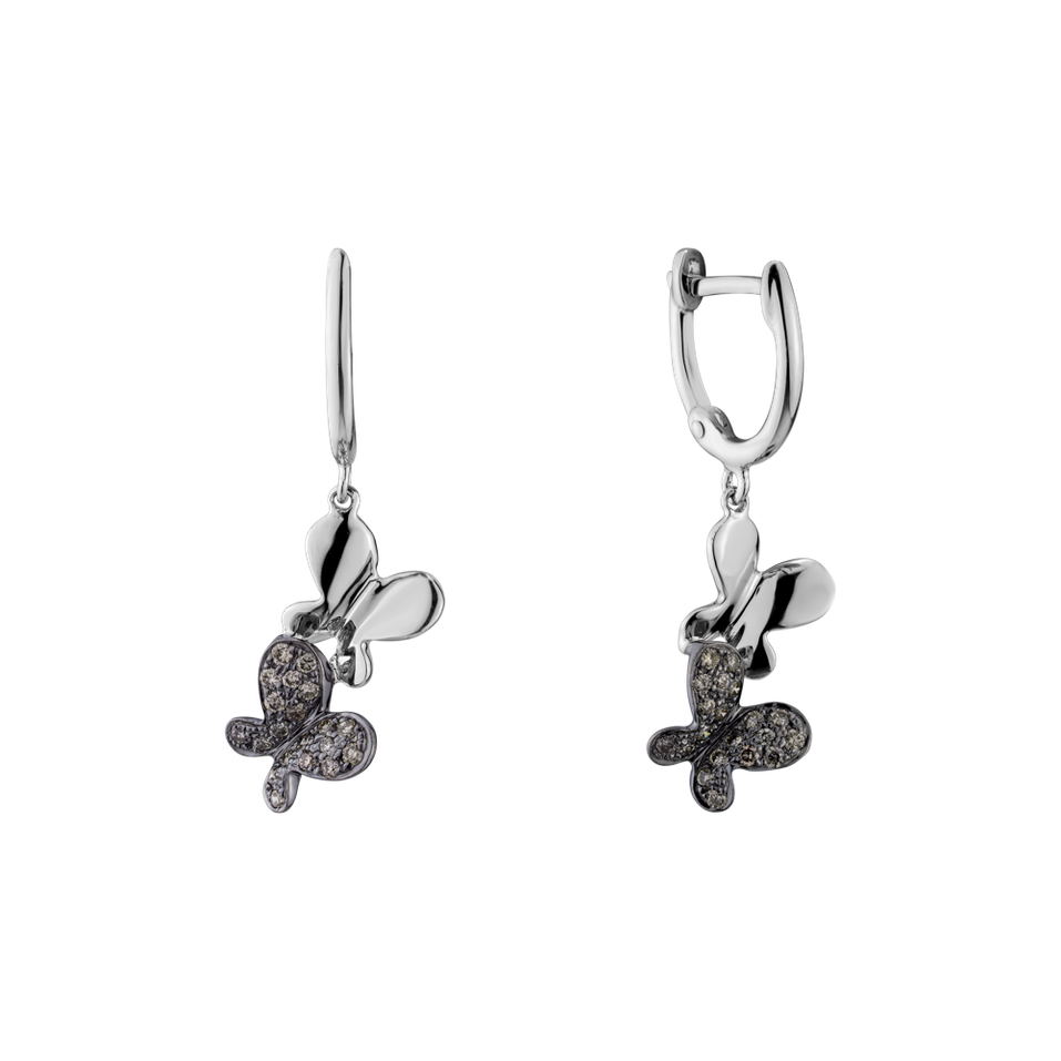 Náušnice s hnedými diamantmi Fantastic Gem