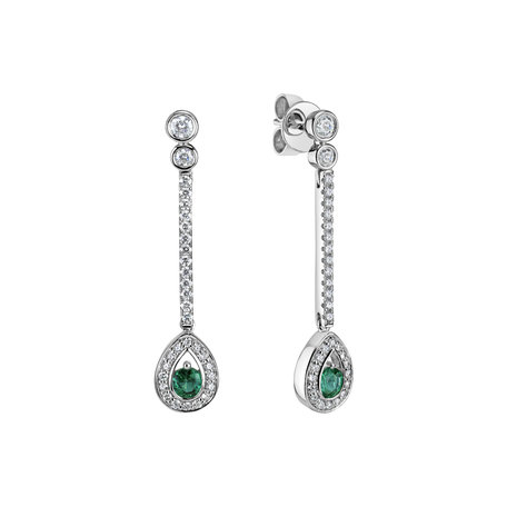 Náušnice so smaragdom a diamantmi Glamour Drop