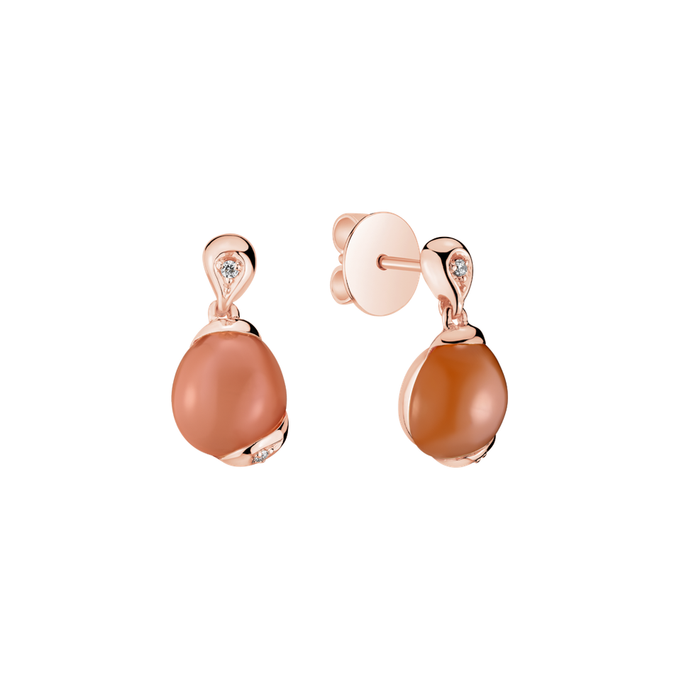 Náušnice s diamantmi a mesačným kameňom Magician Dawn