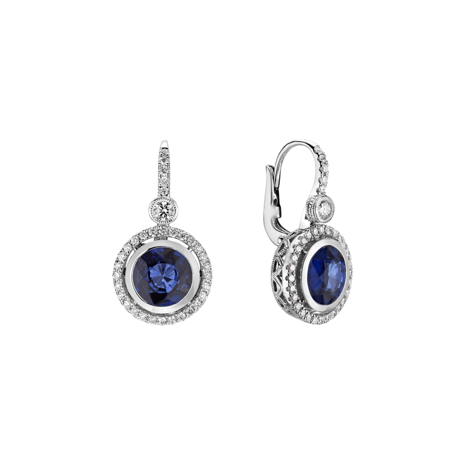 Náušnice s zafírom a diamantmi Sky Odyssey