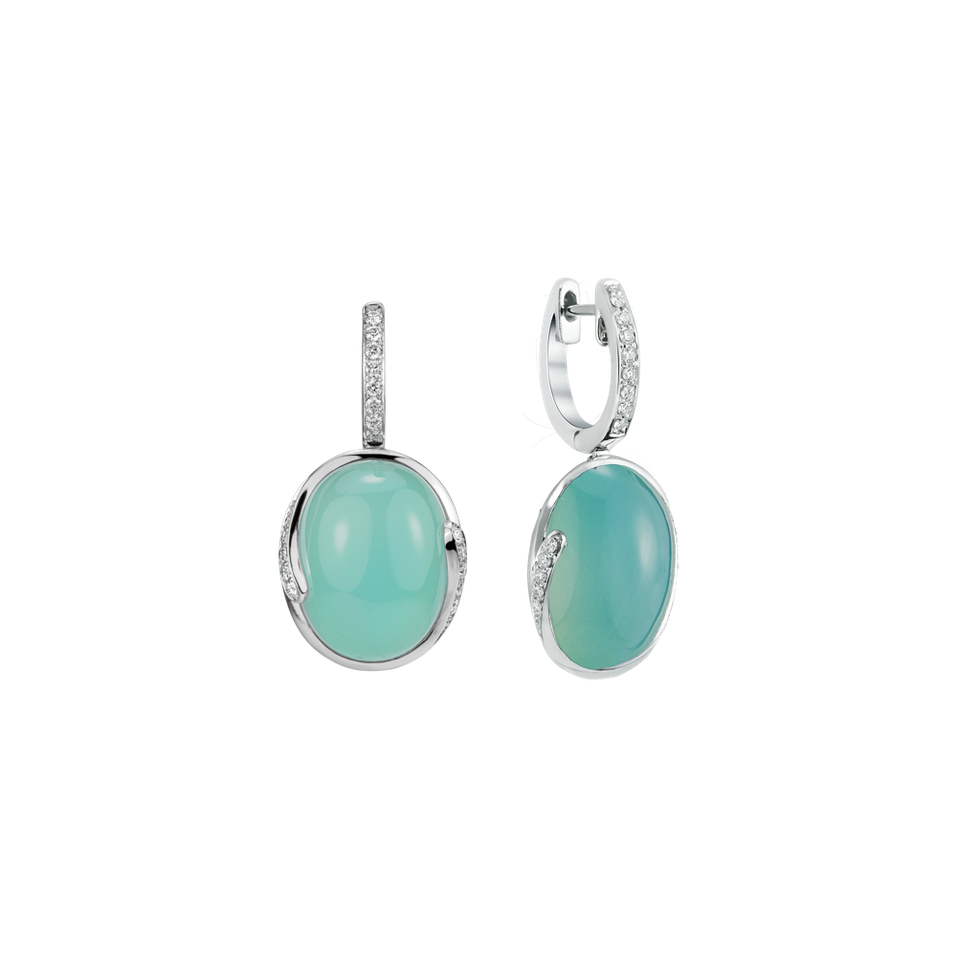 Náušnice s chalcedonom a diamantmi Queen Attraction