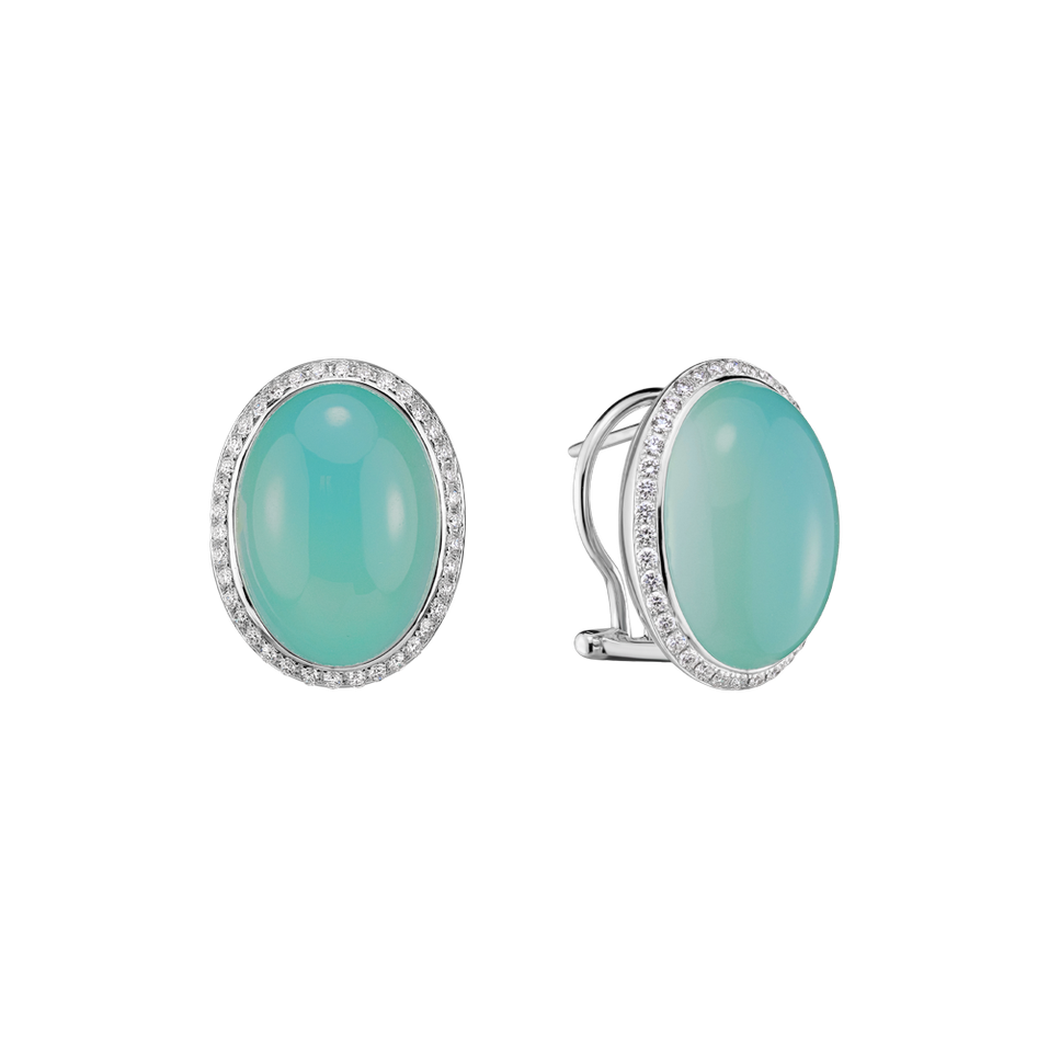 Náušnice s chalcedonom a diamantmi BloomBurst