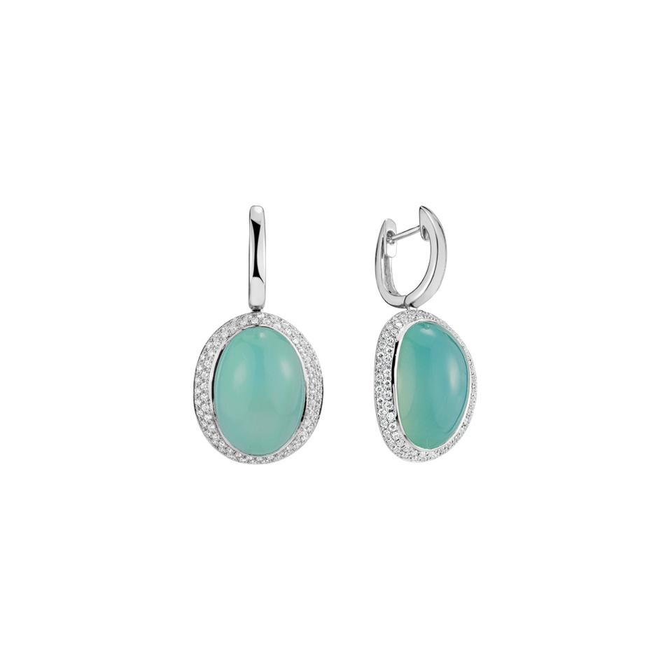 Náušnice s chalcedonom a diamantmi Spring Aura