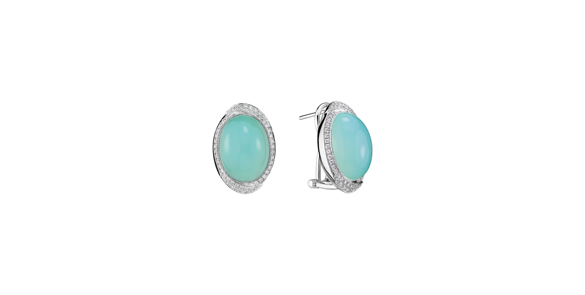 Náušnice s chalcedonom a diamantmi Nighht Bloom