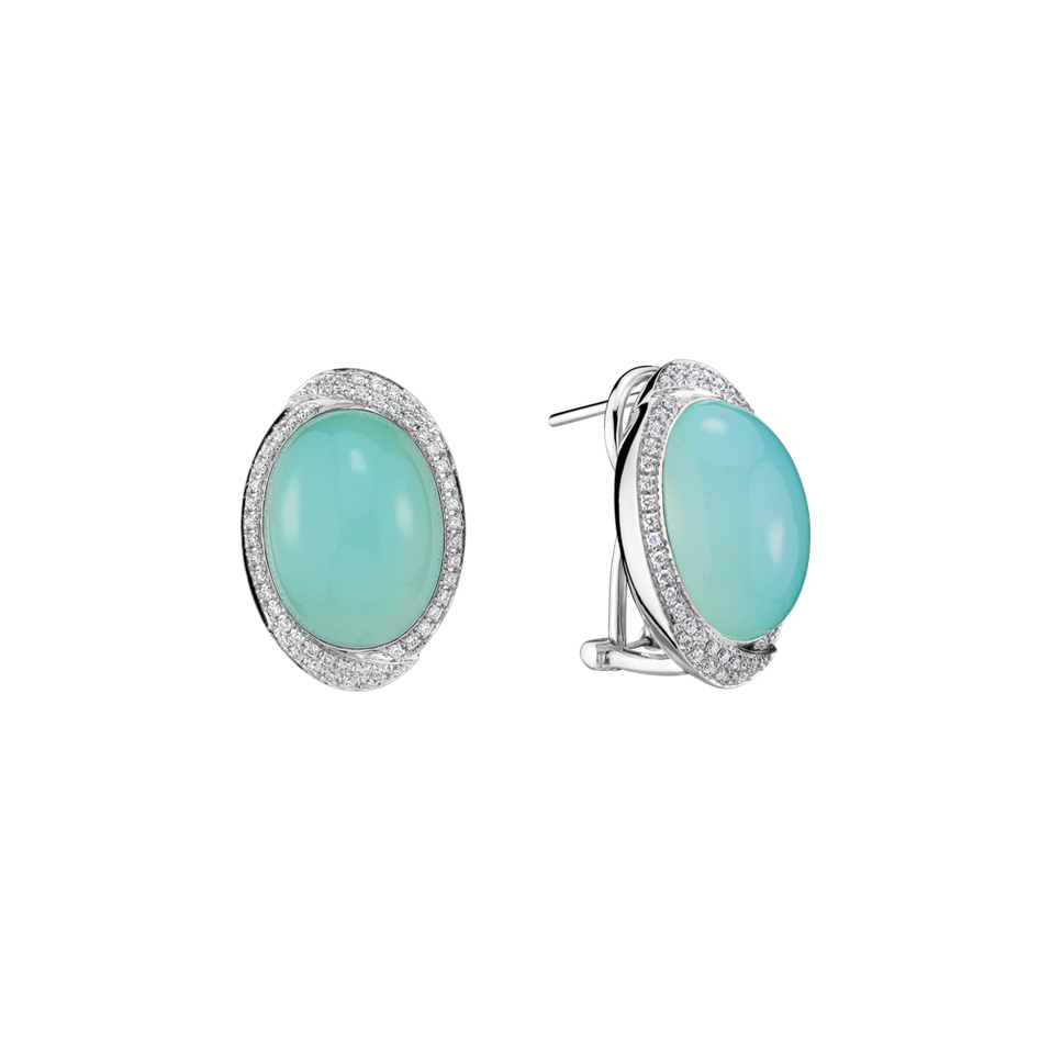 Náušnice s chalcedonom a diamantmi Nighht Bloom