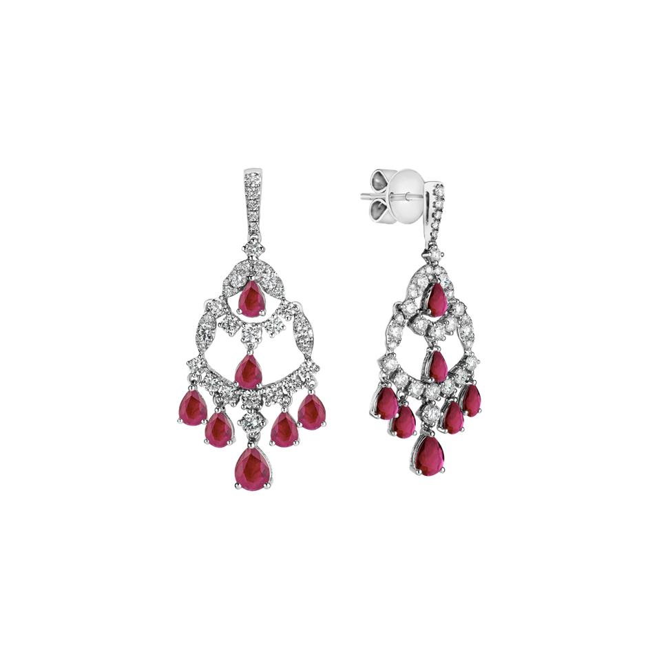 Náušnice s diamantmi a rubínmi Imperial Mesh